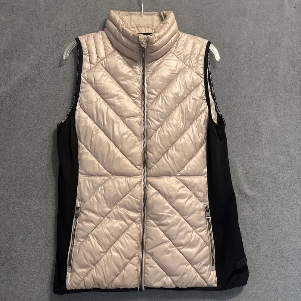 Calvin Klein Performance Puffer Vest Quilted Womens Size Large Pink Black - Picture 1 of 7